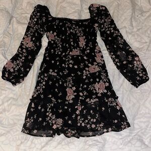 Black Longsleeve Floral Dress